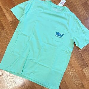 Vineyard Vines Men’s  Mint Green Crewneck Pocket Tee with Whale Logo